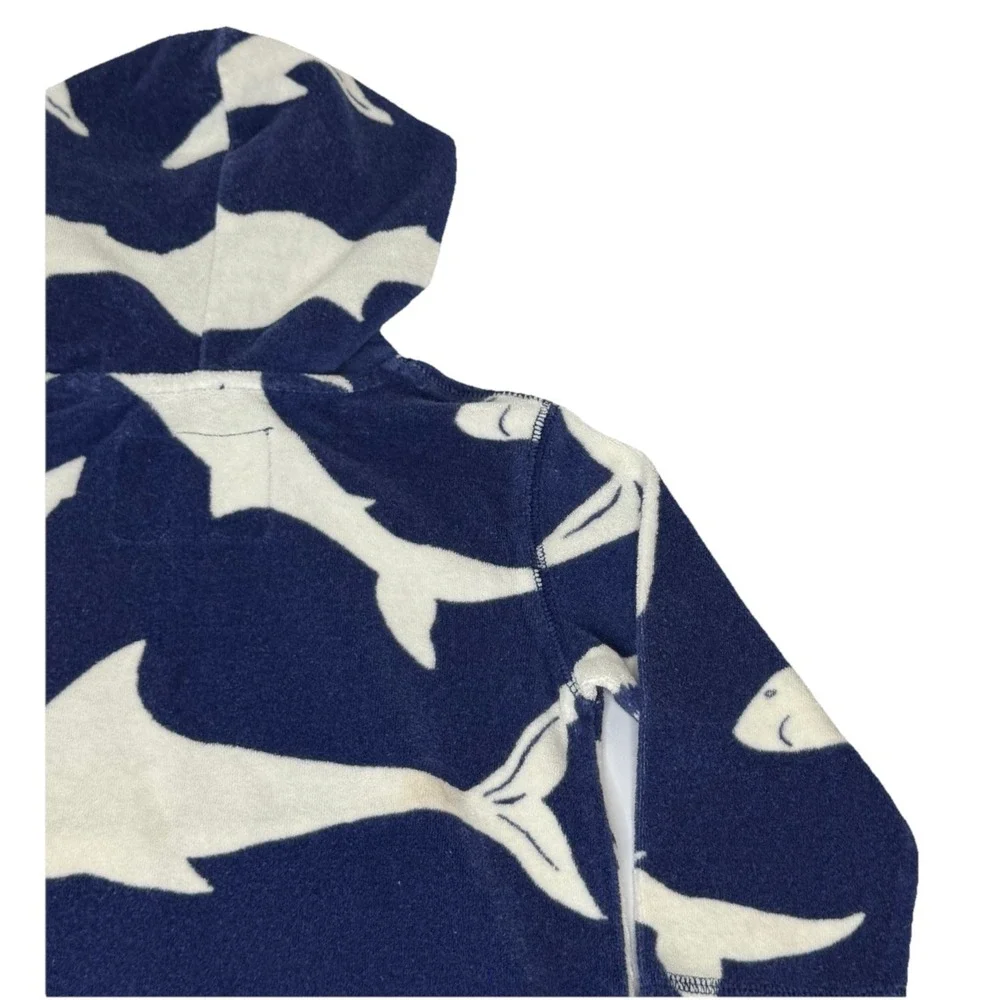 Mini Boden Shark AOP Hooded Towel Cover Up Kids 2-3 Years Beach Pool Hoodie